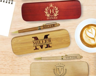 Wood Pen Set, Monogrammed Pen Set, Engraved Pen Case, Personalized Pen Set, Monogrammed Wood Pen, Desktop Pen Holder, CEO Gifts, Boss Gift