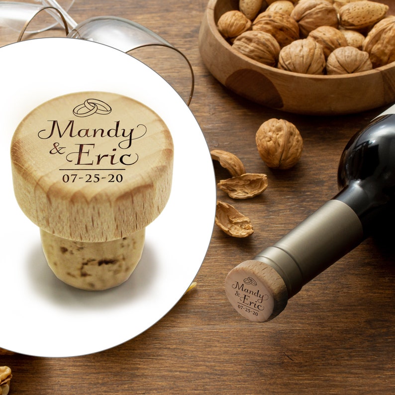 Wood Cork Stopper, T-Cork, Personalized Wine Stopper, Wood Wine Stopper Custom, Engraved Wood Cork, Custom Bottle Stopper, Wine Stopper Cork image 4