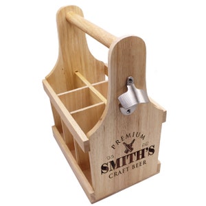 Personalized Wood Beer Caddy with Bottle Opener