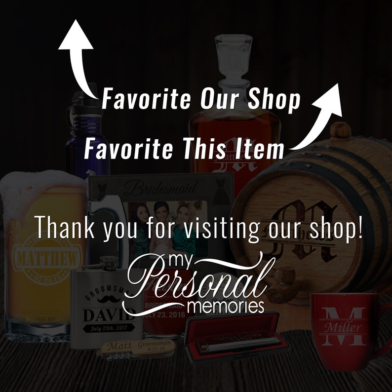 May include: A collection of personalised gifts, including a wooden barrel, a mug, a flask, a harmonica, a picture frame, and a small wooden box. The gifts are all engraved with names and dates. The text "My Personal Memories" is visible on the image.