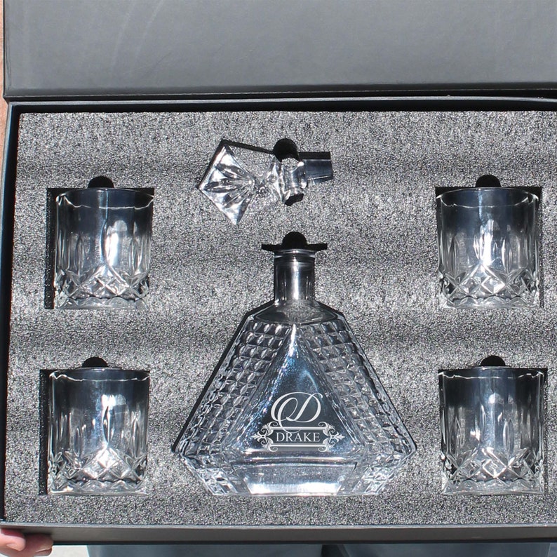 Whiskey Decanter Set Personalized Glass Decanter Bourbon Etsy