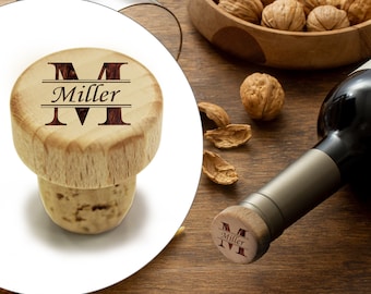 Wood Cork Stopper, T-Cork, Personalized Wine Stopper, Wood Wine Stopper Custom, Engraved Wood Cork, Custom Bottle Stopper, Wine Stopper Cork