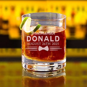 Groomsmen Whiskey Glasses, Groomsmen Gift, Gift Ideas for Groomsmen, Personalized Whiskey Glasses for Wedding, Groomsman Whiskey Gifts image 1