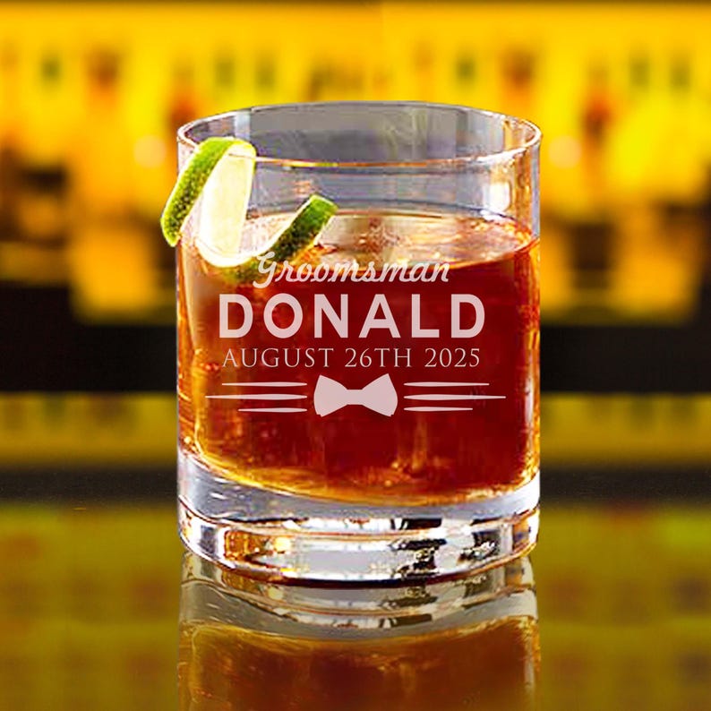 Groomsmen Whiskey Glasses, Groomsmen Gift, Gift Ideas for Groomsmen, Personalized Whiskey Glasses for Wedding, Groomsman Whiskey Gifts image 1