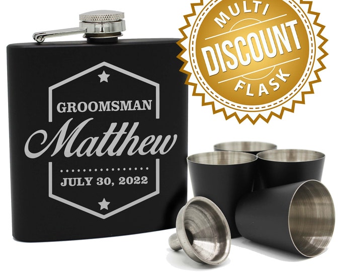 Personalized Flask Groomsmen Gift Box Groomsmen Flask Set Etsy