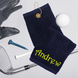 Personalized Golf Towel, Custom Golfing Gift, Monogrammed Golf Towel, Premium Embroidered Golf Towel, Golf Gift for Dad with Any Text