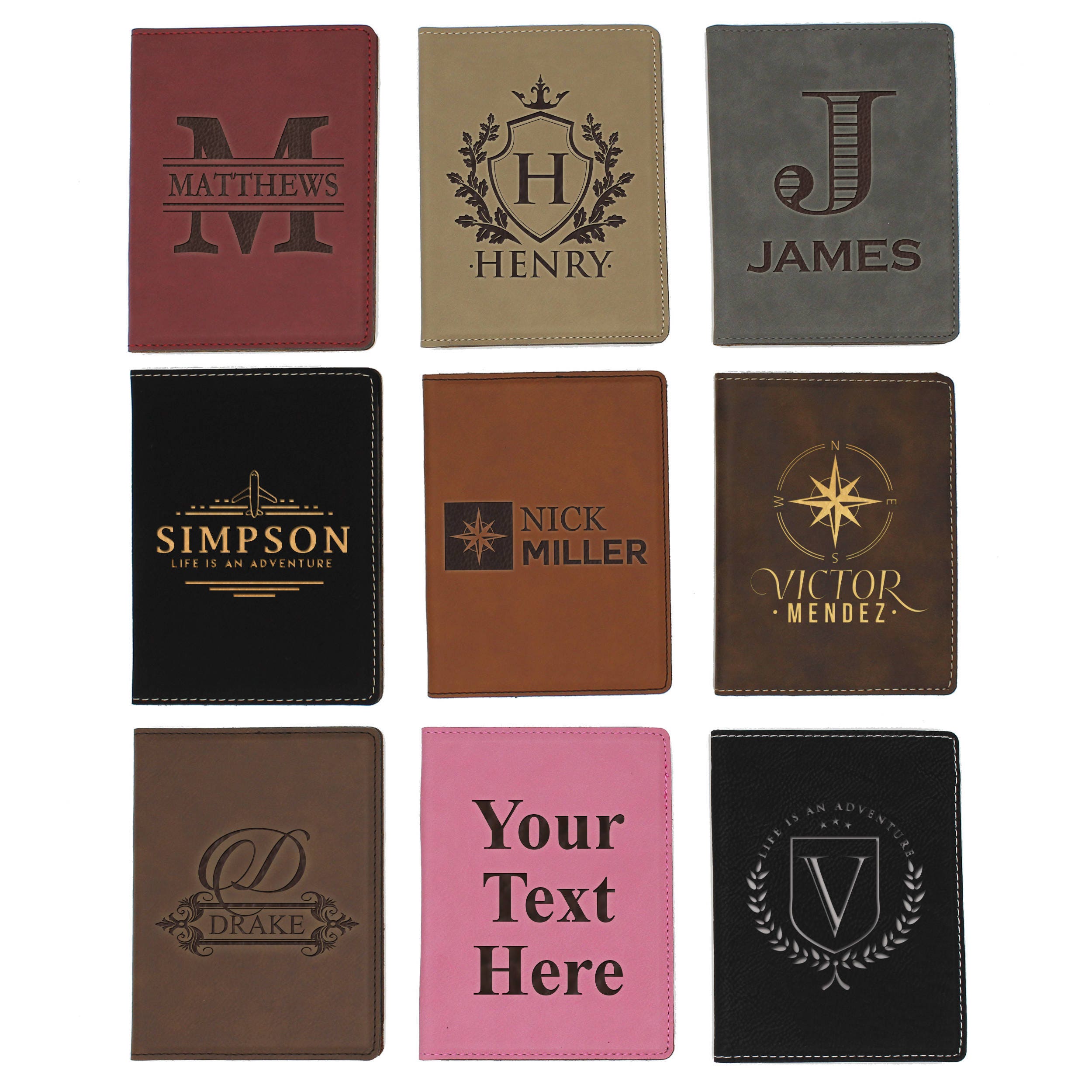  Personalized Monogrammed Passport Holder for Men with Initials,  Gold or Silver Letters Embossing, Custom Cover Travel Case for women :  Handmade Products