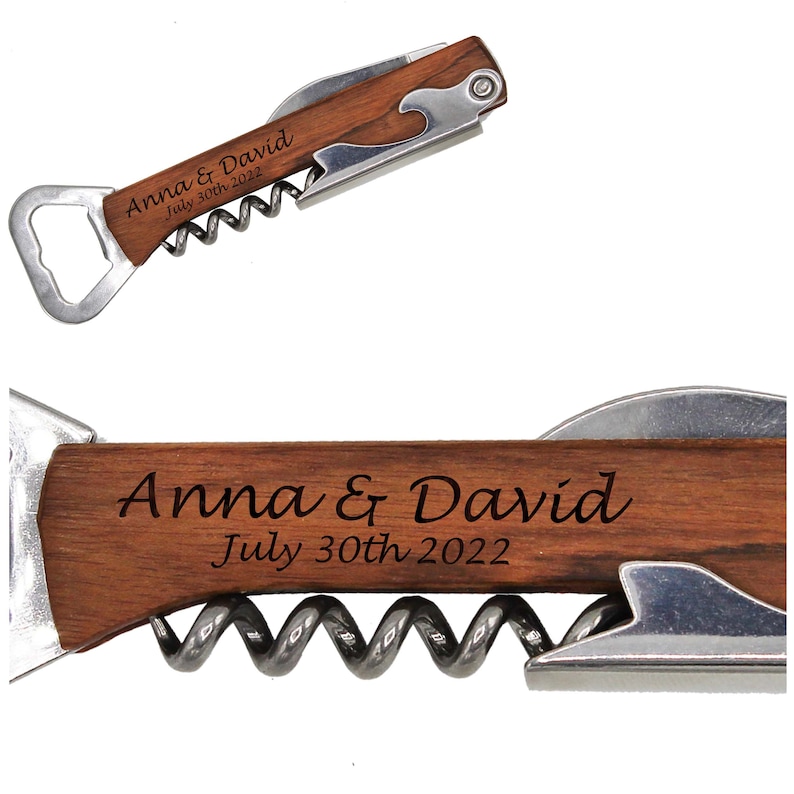 Personalized Wedding Party Favors, Bottle Opener Favors Bulk, Custom Corkscrew Favors, Wine Favors, Wedding Party Favor, Personalized Favors bild 5
