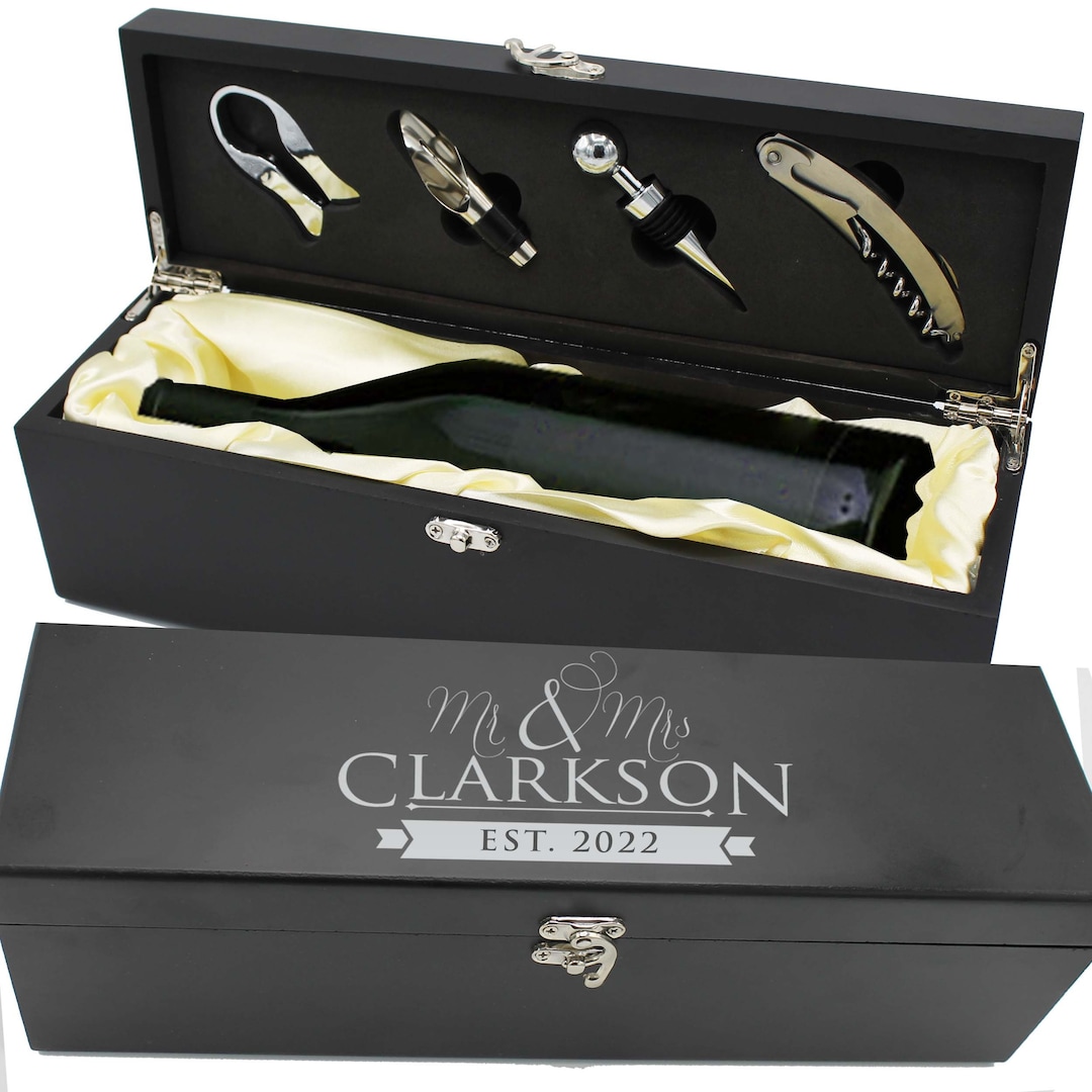 Engraved Wine Box, Wedding Gift for Couples, Wine Gift, Wine Gift Box ...