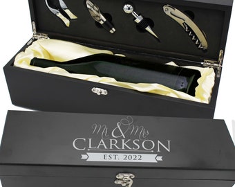 Engraved Wine Box, Wedding Gift for Couples, Wine Gift, Wine Gift Box Wedding, Custom Wine Box, Personalized Wine Box Anniversary
