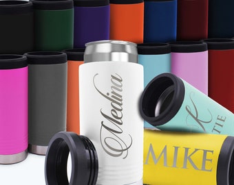 Custom Insulated Skinny Can Cooler for Slim Beer Hard Seltzer, Personalized Stainless Steel Powder Coated Skinny Slim Can Beverage Holder