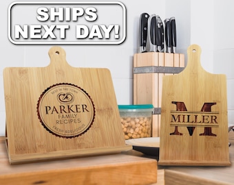 Chef Easel, Cookbook Stand Wood, Personalized Tablet Holder, New Restaurant Gift, Custom Tablet Stand, Recipe Ipad Holder, Cook Book Stand