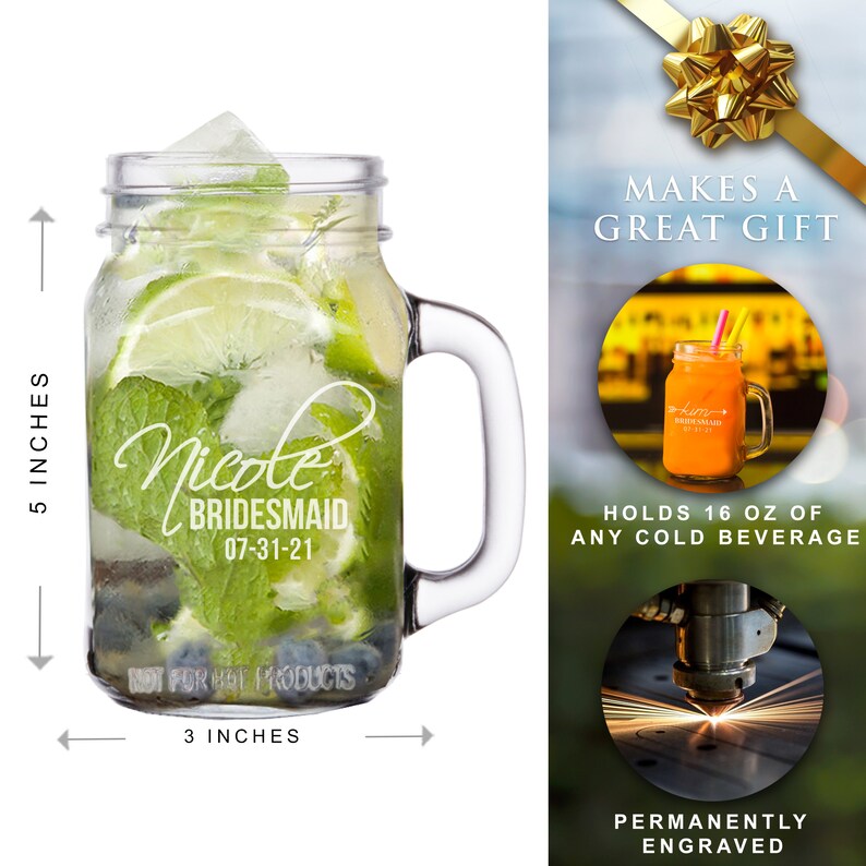 Bridesmaid Mason Jar Tumbler Mason Jars for Bachelorette Etsy