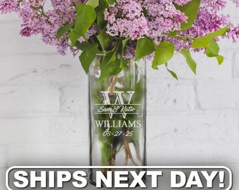 Flower Vase Wedding, Table Centerpiece, Custom Wedding Flower Centerpieces, Monogrammed Flower Vase for Wedding, Engraved Vase Centerpieces