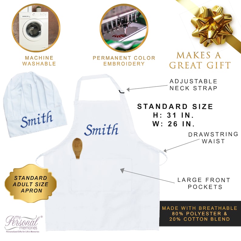 Apron and Chef Hat Set for Adults Monogrammed Apron and Hat Etsy