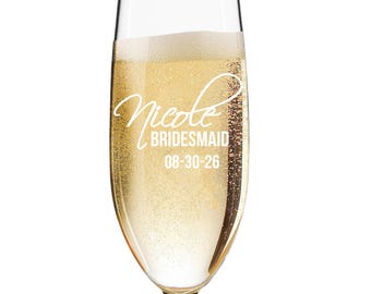 Verres à champagne personnalisés de demoiselle d'honneur, flûtes à champagne, flûtes à champagne pour célibataire, coupe à champagne personnalisée, flûtes pour grillage