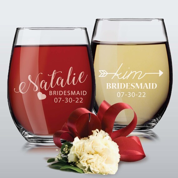 Custom Etched Stemless Wine Glasses