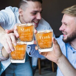 Groomsmen Whiskey Glasses, Groomsmen Gift, Gift Ideas for Groomsmen, Personalized Whiskey Glasses for Wedding, Groomsman Whiskey Gifts image 2