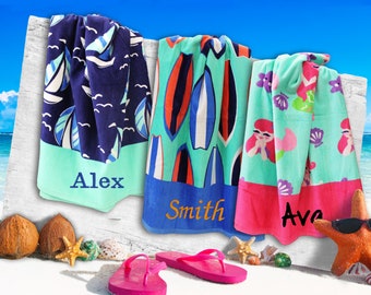 Personalized Kids or Adult Beach Towel, Monogram Beach Towel, Gifts for Kids, Embroidered Beach Towels, Pool Towel, Custom Vacation Towel