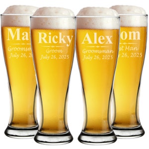 Personalized Pilsner Glasses, Personalized Glasses, Groomsmen Gift, Engraved Beer Glasses, Custom Beer Glass, Pilsner Glass, Etched Beer Mug image 6