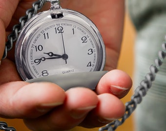 Personalized Pocket Watch, Groomsmen Gift, Mens Pocket Watch, Groomsmen Pocket Watch, Pocket Watches for Men, Silver Pocket Watch