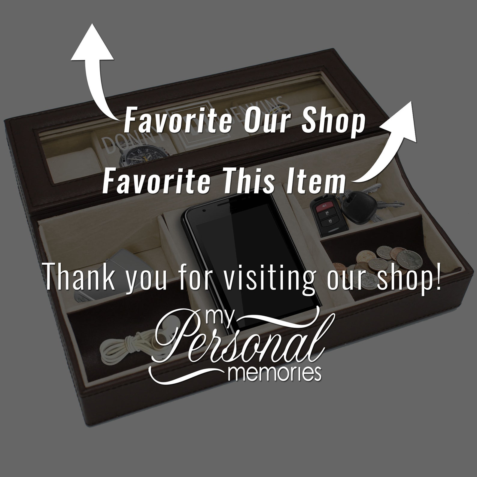 Leather Catchall, Mens Dresser Organizer, Personalized Valet Tray