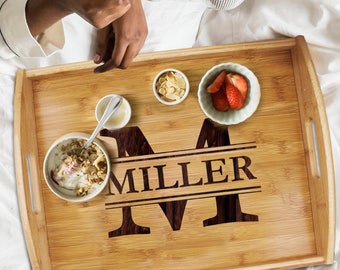 Personalized Wood Serving Tray, Serving Tray with Handles, Wood Serving Tray, Custom Serving Tray, Wood Platter, Engraved Serving Tray