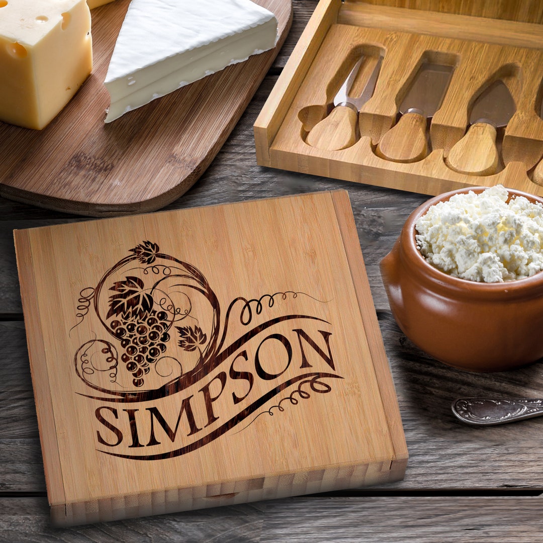 Personalized Cheese Board Set, Cheese Knife, Engraved Cheese Tool Set, Housewarming Gift, Wine ...