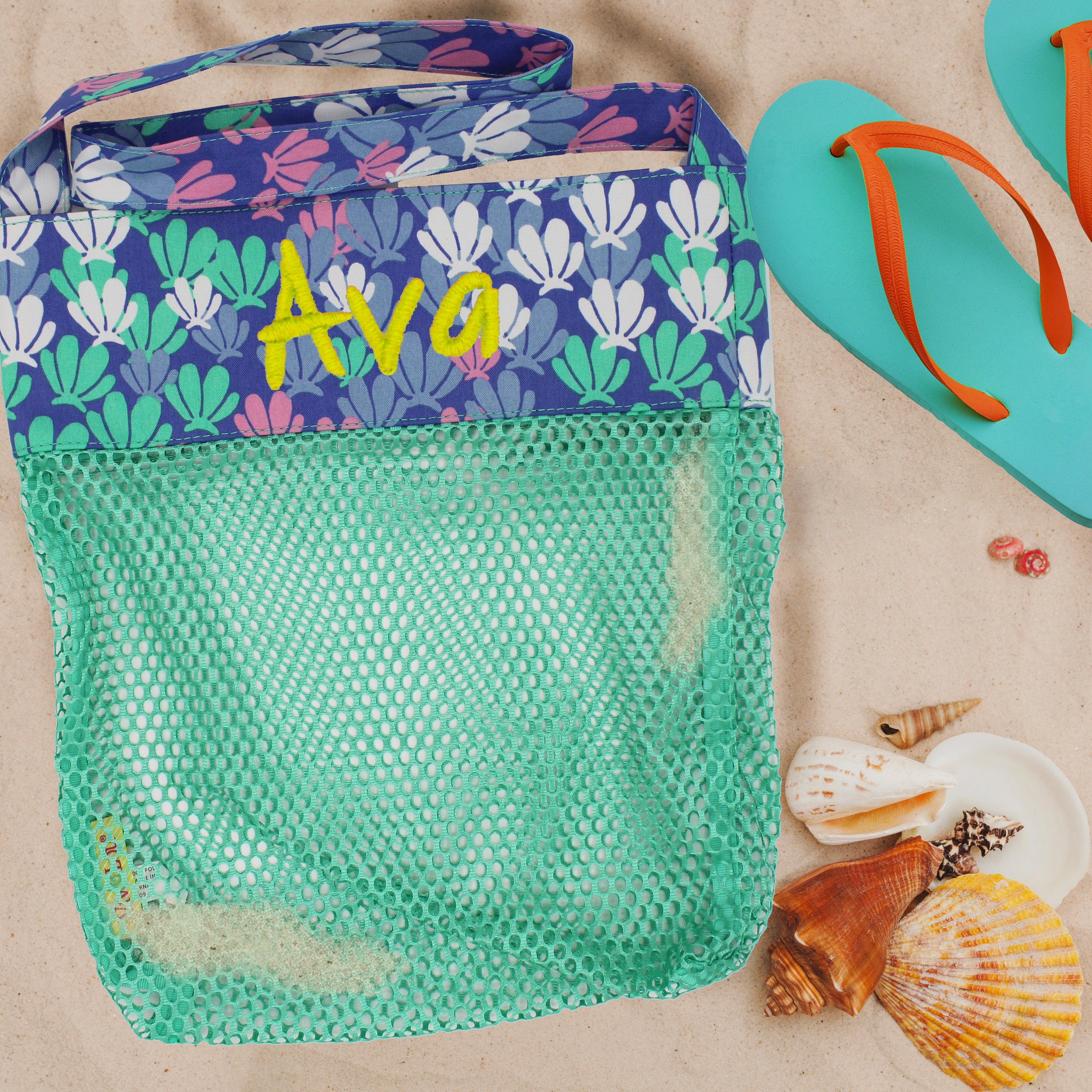 Personalized Seashell Bag Mesh Sea Shell Bag Mesh Shell Bag | Etsy