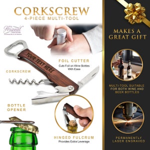 Groomsmen Bottle Opener Custom Corkscrew Engraved Wine Opener Wedding Party Gifts Custom Bottle Opener Monogrammed Corkscrew image 3