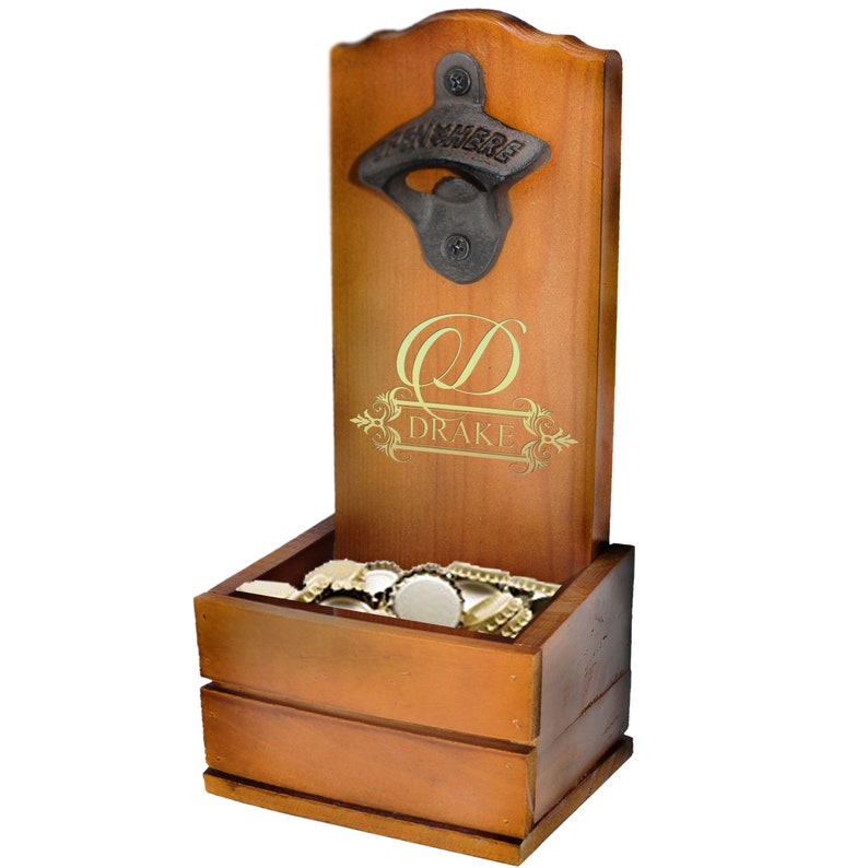 Personalized Wall Mount Bottle Opener With Catcher Custom Etsy