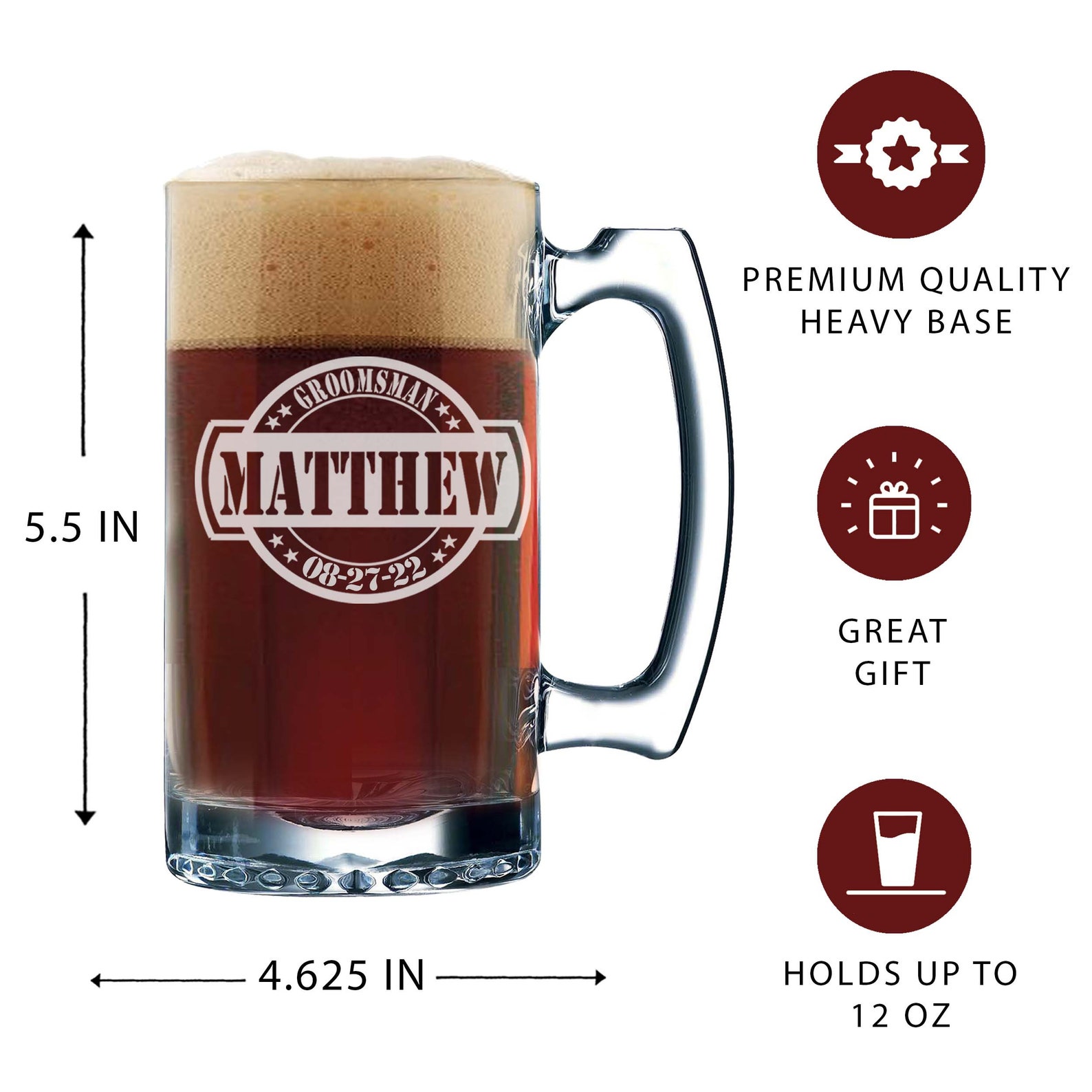 Groomsmen Beer Mug Set Personalized Beer Mugs Groomsman Beer Etsy