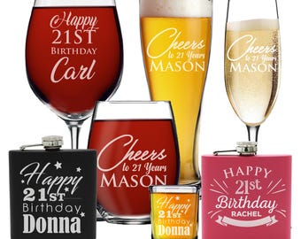 21st Birthday Gifts for Best Friend, 21st Wine Glasses, 21st Birthday Shot Glass, Personalized 21st Birthday, Customized 21st Birthday Glass