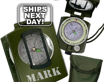 Personalized Compass with Case, Custom Prismatic Compass, Surveyor Gift, Outdoor Navigation Tool, Nautical Decor, Hiking Gift for Men