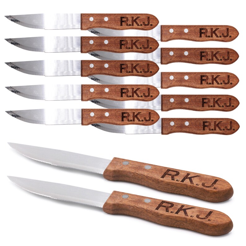 Steak Knife Set Personalized Steak Knives Wood Handle Etsy