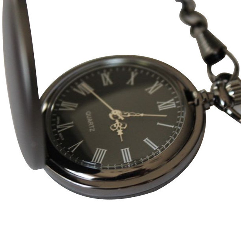 Personalized Gunmetal Pocket Watch Groomsmen Gift Fathers