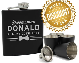 Gifts for Groomsmen, Personalized Black Flask Set, Engraved Flask, Groomsmen Flask Set, Groomsmen Gift, Personalized Flask, Groomsman Gift