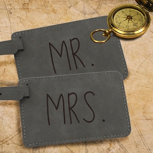 His and Hers Luggage Tags, Couples Travel Gifts, Mr and Mrs Luggage Tag Set, Anniversary Travel Gifts, Travel Gifts for the Couple