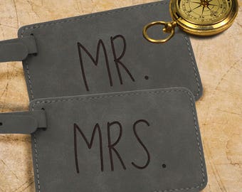 His and Hers Luggage Tags, Couples Travel Gifts, Mr and Mrs Luggage Tag Set, Anniversary Travel Gifts, Travel Gifts for the Couple