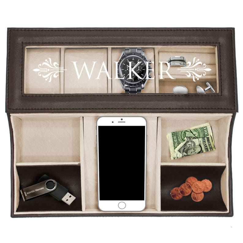 Personalized Valet Box Monogrammed Valet Tray Mens Catchall Etsy