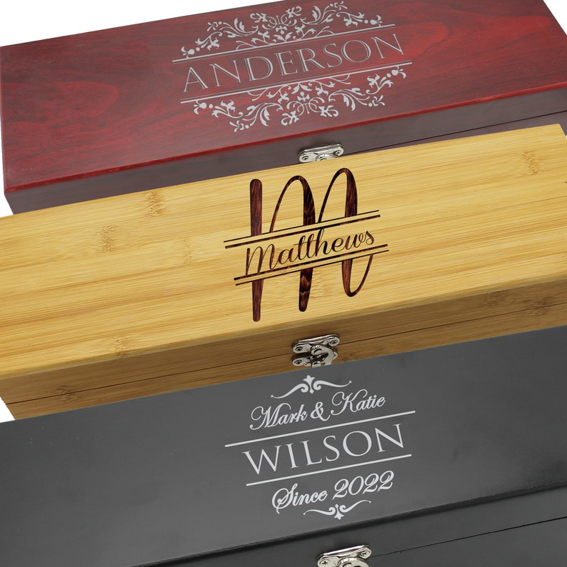 Wine Gift Box, Wedding Wine Box, Wood Wine Holder, Couples Wine Box, Personalized Wood Wine Box, Wine Box for Anniversary, Wine Bottle Box image 2