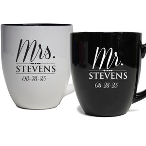 Personalized Mr and Mrs Coffee Mugs Set of 2, Custom Mr Mrs Coffee Set, Customized Mr and Mrs Coffee Mug Set image 7