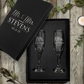 Mr and Mrs Personalized Champagne Flutes, Wedding Toasting Glasses, His Her Engraved Wine Glasses, Mr and Mrs Couples Glasses, Set of 2