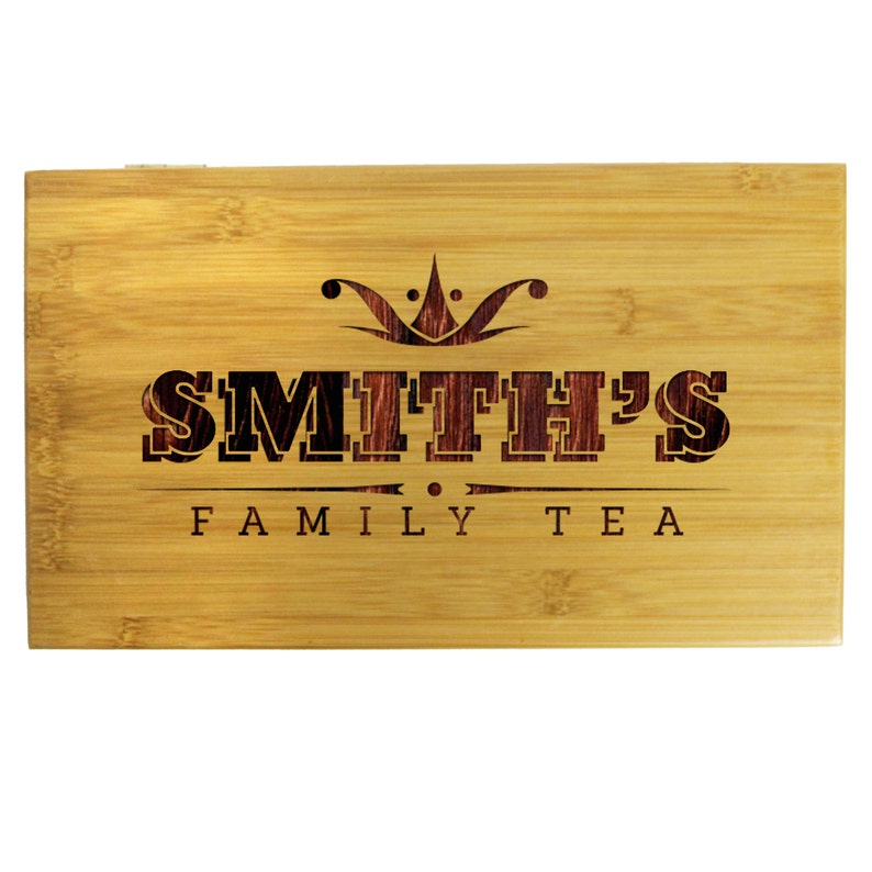 Engraved Tea Chest, Tea Caddy, Personalized Tea Storage Box, Tea Bag Organizer, Wooden Tea Box, Gifts For Her Gifts For Family Gifts For Mom image 5