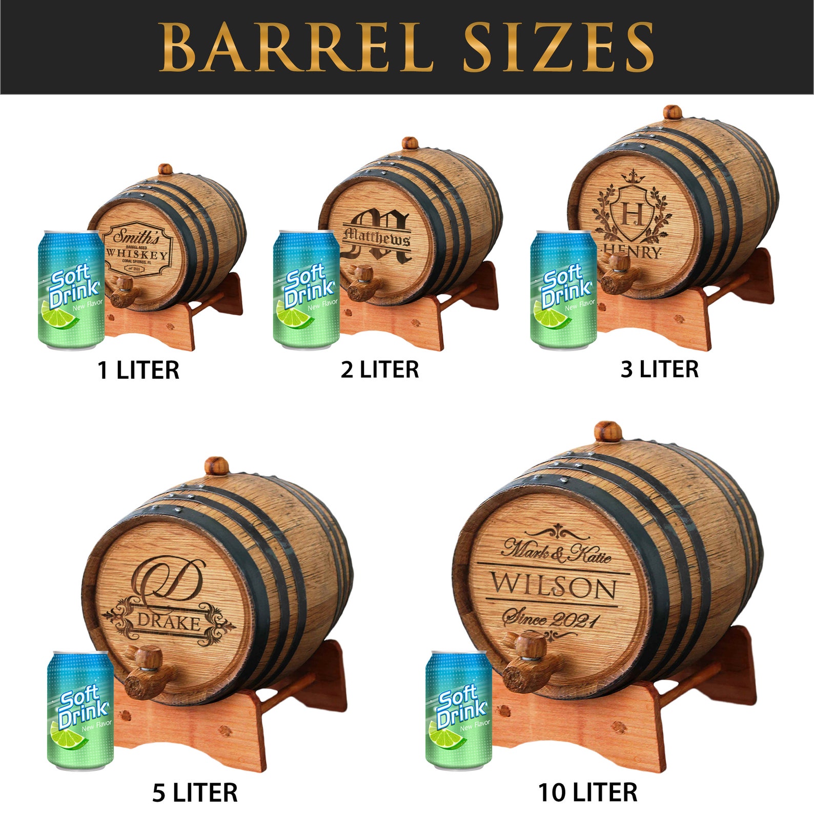 KAINSY Personalized Whiskey Barrel, Custom Bourbon Oak