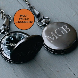 Custom Pocket Watch - Groomsmen Gift - Personalized Pocket Watch - Engraved Pocket Watch - Best Man Gift - Mens Pocket Watch - Gunmetal