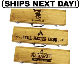 Grill Accessories, Barbecue Grill Tools, Personalized Grill Set, BBQ Set, Grill Tools,  Grilling Gifts for Him, Dad Gifts, Grill Master