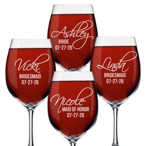 Copas de vino personalizadas, Copas de vino con grabado, Regalo para damas de honor, Copas de vino grabadas, Copas de vino con grabado