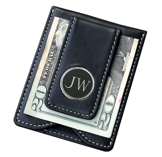 Personalized Leather Money Clip and Wallet Combo