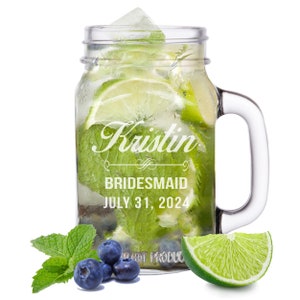 Bridesmaid Mason Jar Tumbler, Mason Jars for Bachelorette Party, Personalized Mason Jar Glasses, Maid of Honor Mason Jar for Bridal Party
